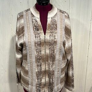PULL Tonic Vintage  Zipper Cardigan Sweater Patchwork Style Sweater XL.
